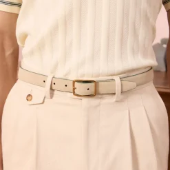 HAST Ceinture réversible en cuir suédé verte et beige> Ceintures
