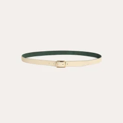 HAST Ceinture réversible en cuir suédé verte et beige><noscript><img width=