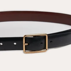 HAST Ceinture réversible noire et bordeaux en cuir de vachette><noscript><img width=