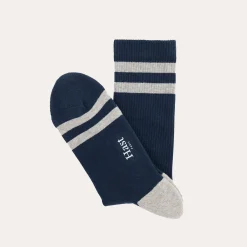 HAST Chaussettes rayées marine et grises><noscript><img width=
