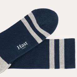 HAST Chaussettes rayées marine et grises><noscript><img width=