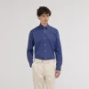 HAST Chemise cintrée en fil-à-fil double retors bleu nuit> Cintrée | Chemises Bleues