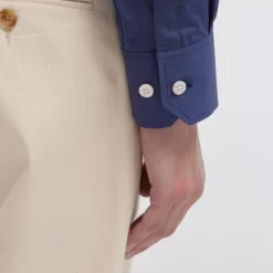 HAST Chemise cintrée en fil-à-fil double retors bleu nuit><noscript><img width=