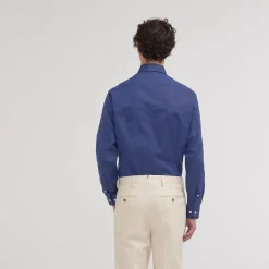 HAST Chemise cintrée en fil-à-fil double retors bleu nuit><noscript><img width=