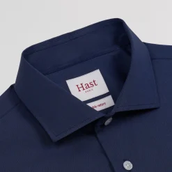HAST Chemise cintrée en fil-à-fil double retors bleu nuit><noscript><img width=