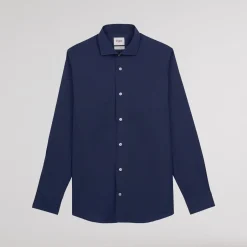 HAST Chemise cintrée en fil-à-fil double retors bleu nuit><noscript><img width=