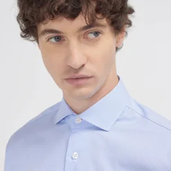 HAST Chemise cintrée en oxford double retors pied de puce e> Cintrée | Chemises Bleues