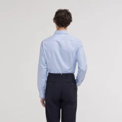 HAST Chemise cintrée en oxford double retors pied de poule bleue><noscript><img width=