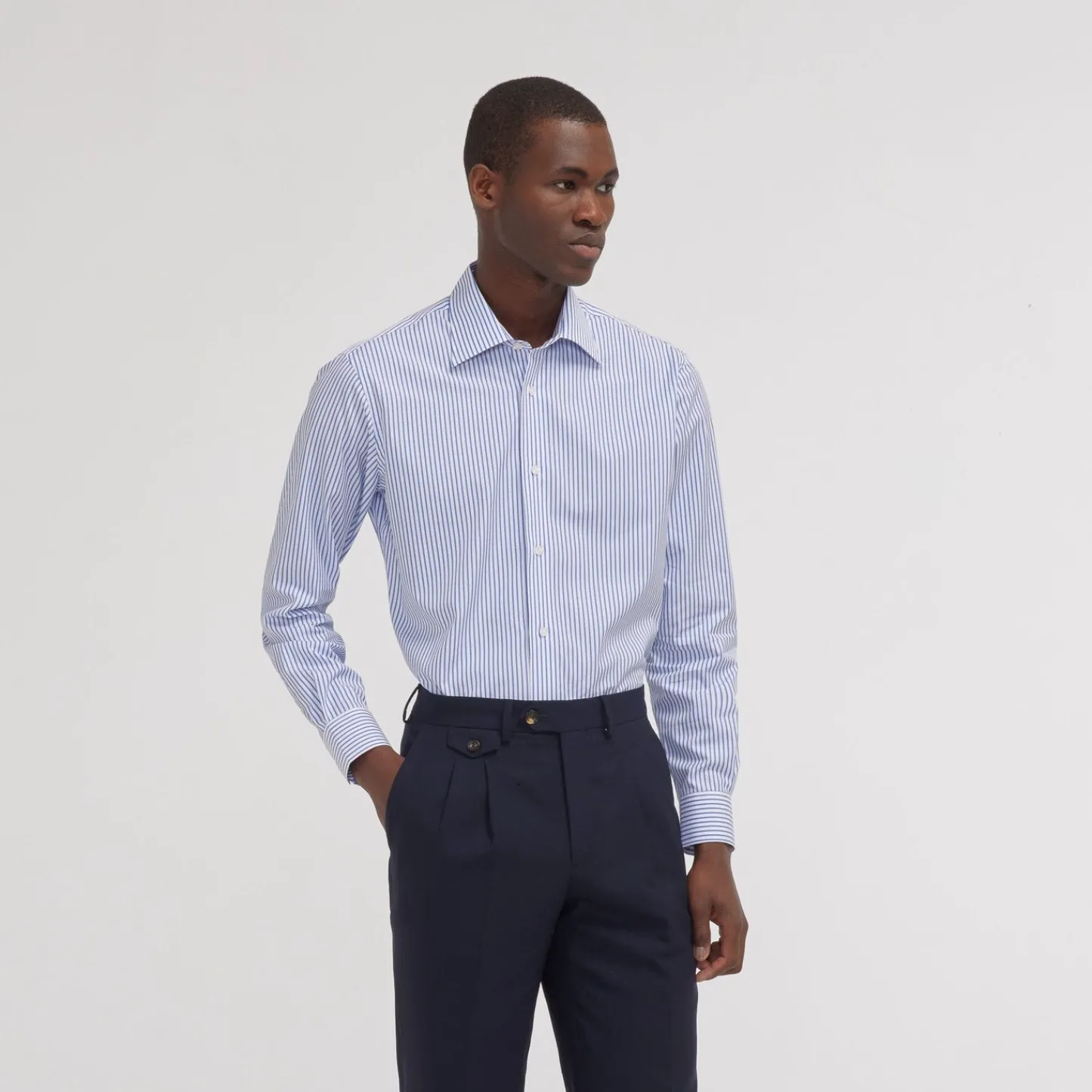 HAST Chemise cintrée en popeline à rayures bleues et blanches> Cintrée | Chemises Bleues