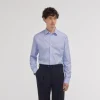 HAST Chemise cintrée en popeline faux-uni à fines rayures bleues> Cintrée | Chemises Bleues