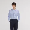 HAST Chemise cintrée en popeline double retors à rayures bleues> Cintrée | Chemises Bleues