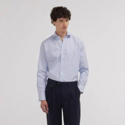 HAST Chemise cintrée en popeline double retors à carreaux foncé> Cintrée | Chemises Bleues