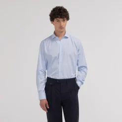 HAST Chemise cintrée en popeline double retors à petites rayures es> Cintrée | Chemises Formelles