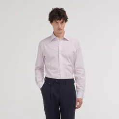 HAST Chemise cintrée en popeline double retors à rayures blanches et rouges> Cintrée | Chemises Formelles