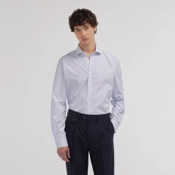 HAST Chemise cintrée en popeline double retors à fines rayures es> Cintrée | Chemises Formelles