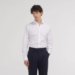 HAST Chemise cintrée en popeline double retors blanche à poignets mousquetaires> Cintrée | Chemises Blanches