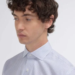 HAST Chemise cintrée en popeline double retors à fines rayures es> Cintrée | Chemises Formelles