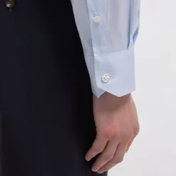 HAST Chemise cintrée en popeline double retors à fines rayures bleues><noscript><img width=