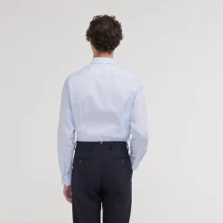 HAST Chemise cintrée en popeline double retors à fines rayures bleues><noscript><img width=