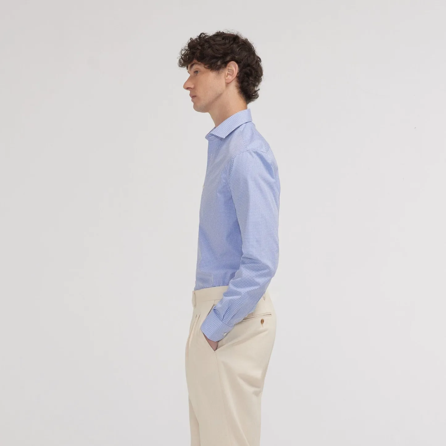 HAST Chemise cintrée en popeline double retors vichy e> Cintrée | Chemises Bleues