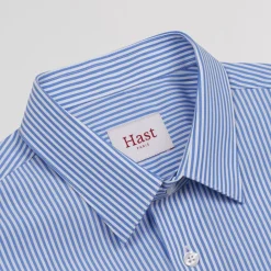 HAST Chemise cintrée en popeline double retors à rayures bleues><noscript><img width=