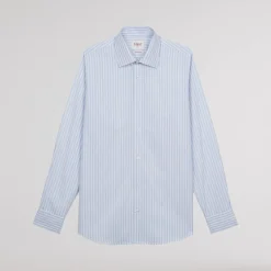 HAST Chemise cintrée en popeline double retors à rayures bleu ciel et blanches><noscript><img width=