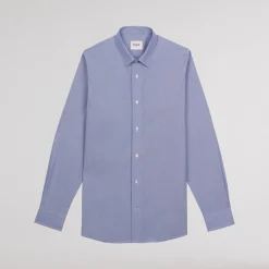 HAST Chemise cintrée en popeline faux-uni à fines rayures bleues><noscript><img width=