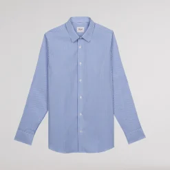 HAST Chemise cintrée en popeline double retors à rayures bleues><noscript><img width=