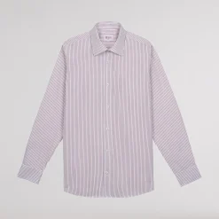 HAST Chemise cintrée en popeline double retors à rayures blanches et rouges><noscript><img width=