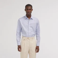 HAST Chemise cintrée en royal oxford double retors pied de puce bleue> Cintrée | Chemises Bleues