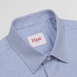 HAST Chemise cintrée en royal oxford double retors pied de puce bleue><noscript><img width=