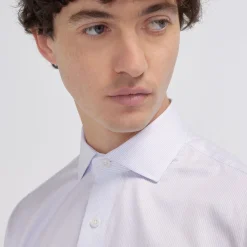 HAST Chemise cintrée en twill double retors à fines rayures es> Cintrée | Chemises Bleues