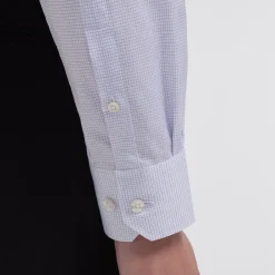 HAST Chemise cintrée en twill double retors à fins carreaux bleus><noscript><img width=