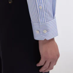 HAST Chemise cintrée en twill double retors à rayures bleues><noscript><img width=