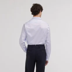 HAST Chemise cintrée en twill double retors à fins carreaux bleus><noscript><img width=