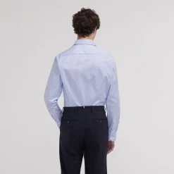 HAST Chemise cintrée en twill double retors à rayures bleues><noscript><img width=