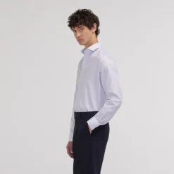 HAST Chemise cintrée en twill double retors à fins carreaux bleus><noscript><img width=