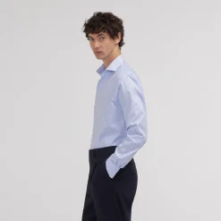 HAST Chemise cintrée en twill double retors à rayures bleues><noscript><img width=