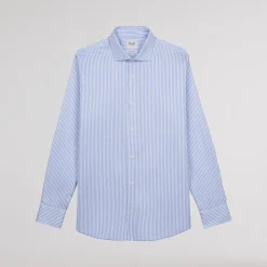HAST Chemise cintrée en twill double retors à rayures bleues><noscript><img width=