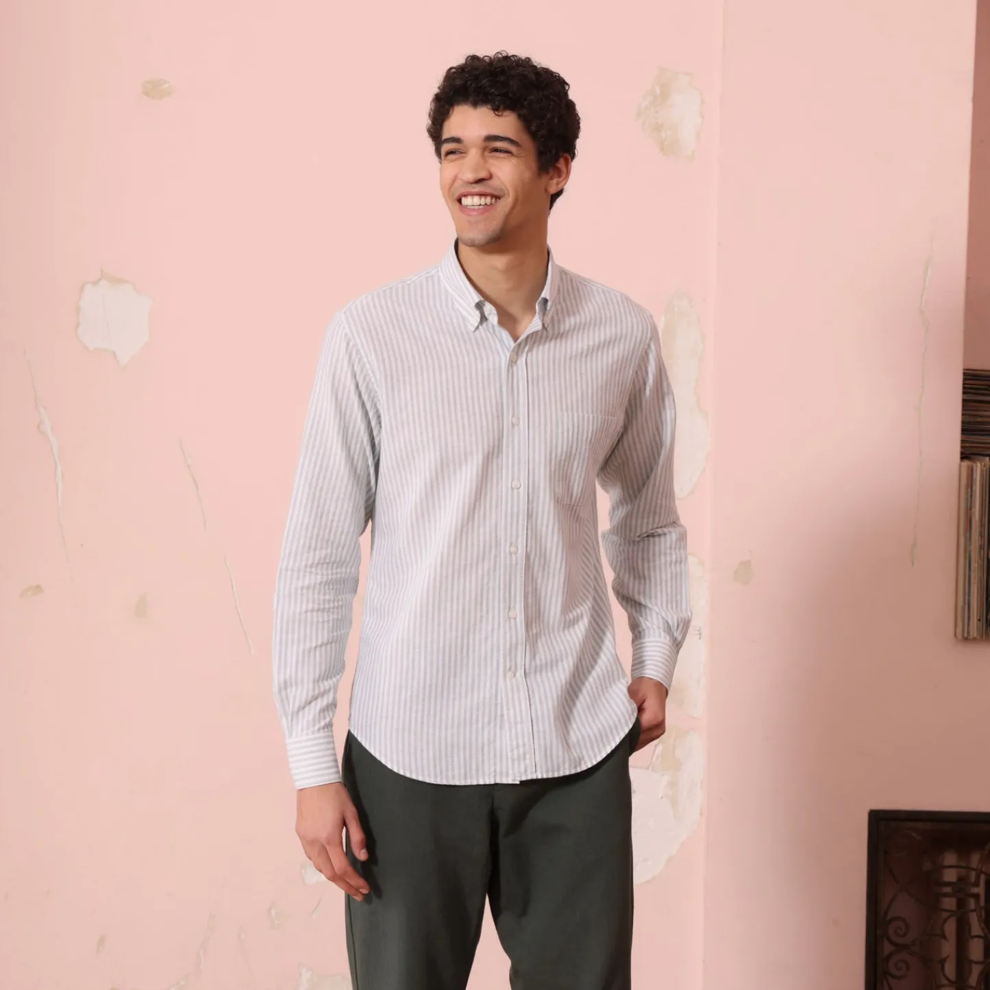 HAST Chemise en coton à rayures blanches et es> Classique | Chemises Casual