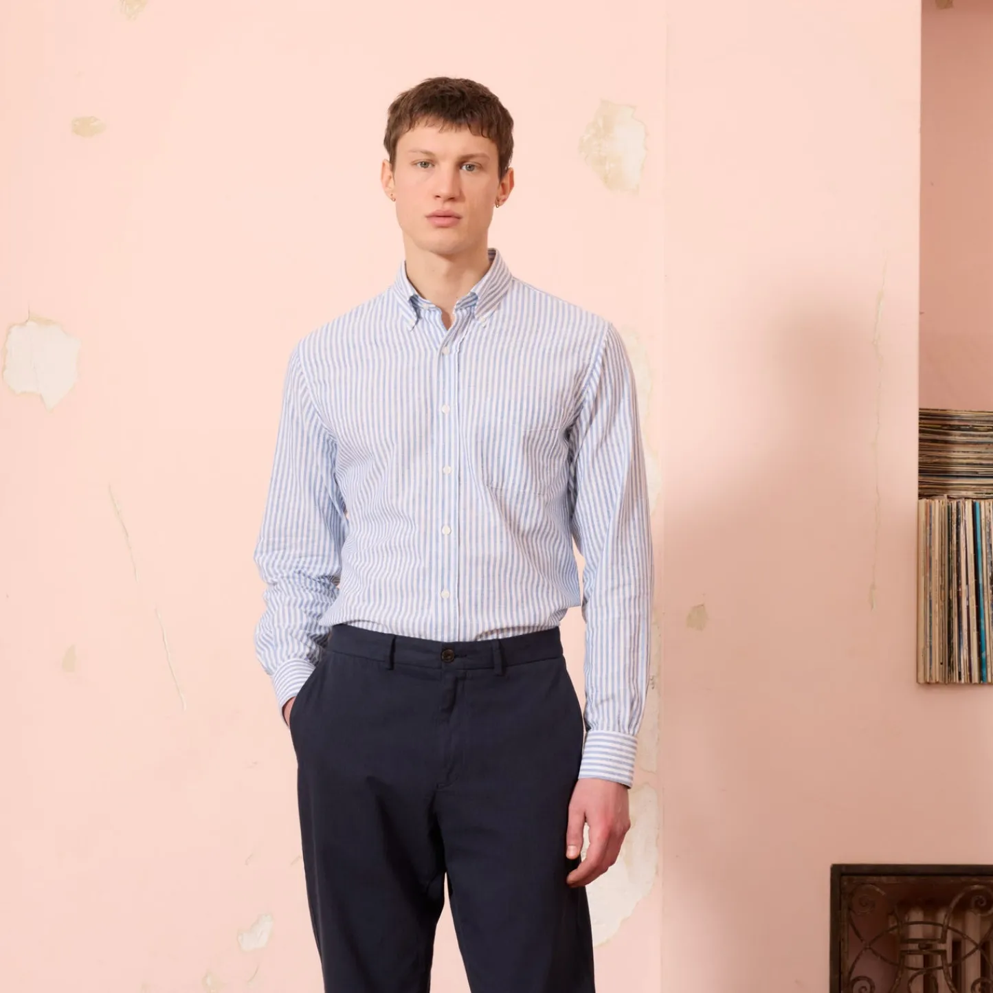 HAST Chemise en coton à rayures blanches et es> Classique | Chemises Bleues
