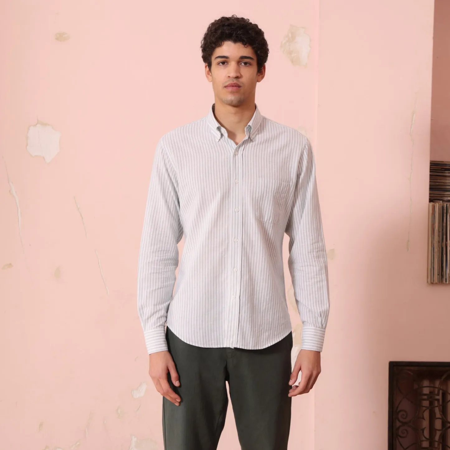 HAST Chemise en coton à rayures blanches et es> Classique | Chemises Casual