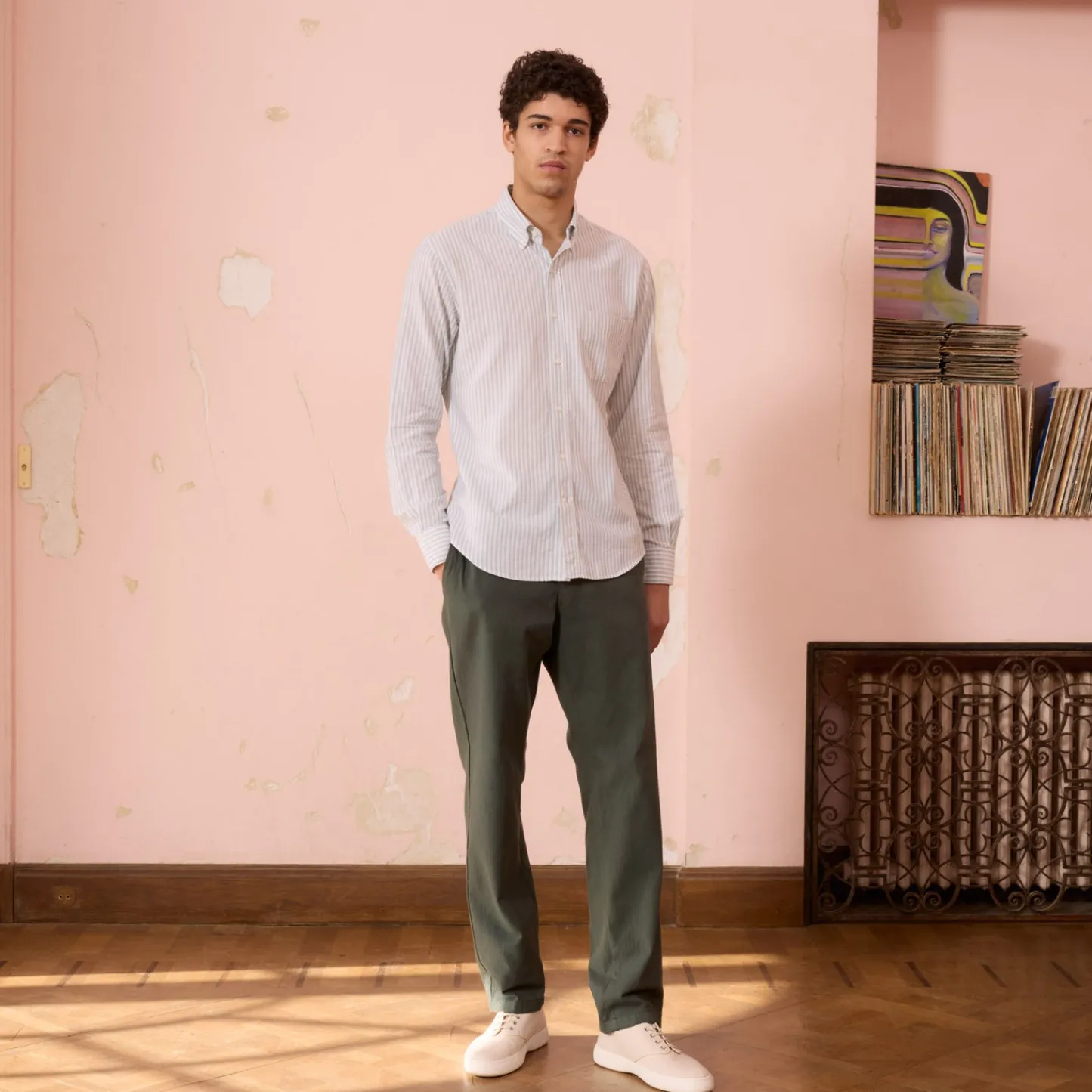 HAST Chemise en coton à rayures blanches et es> Classique | Chemises Casual