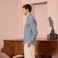 HAST Chemise en coton bleue à rayures><noscript><img width=