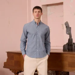 HAST Chemise en coton bleue à rayures><noscript><img width=