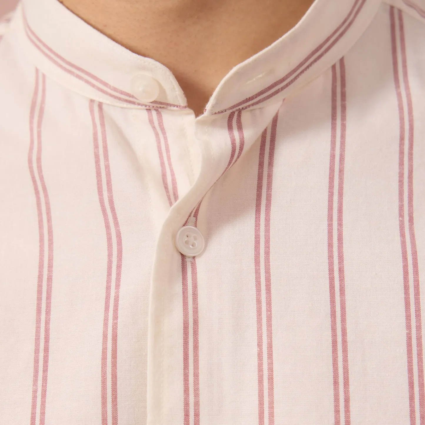 HAST Chemise en coton écrue à rayures bordeaux> Décontractée | Chemises Blanches