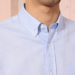 HAST Chemise en coton et lin> Décontractée | Chemises Bleues