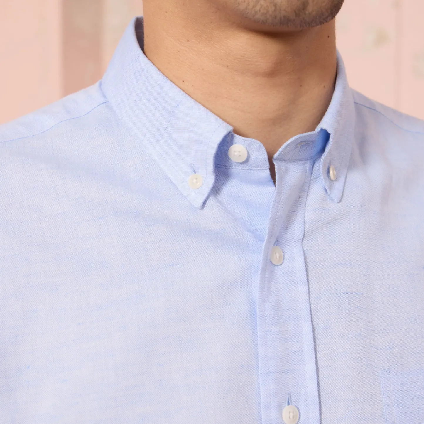 HAST Chemise en coton et lin> Décontractée | Chemises Bleues