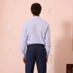 HAST Chemise en coton et lin bleu ciel><noscript><img width=