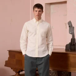 HAST Chemise en coton et lin écrue> Classique | Chemises Blanches